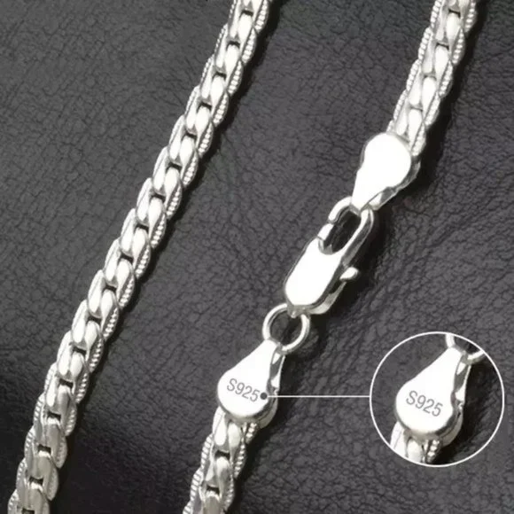 S925 Sterling Silver 45cm 5MM Full Sideways Chain Necklace - Picture 3 of 3